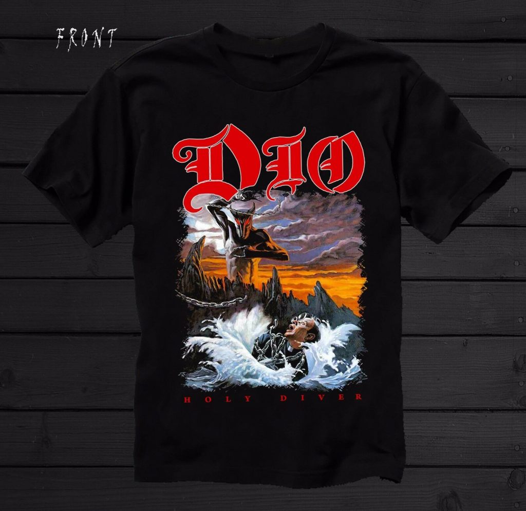 USA製 DIO ディオ ハードロック 半袖 Tシャツ ミュージックTシャツ DIO - Holy Diver - American Heavy Metal Band T-Shirt - SquadTee.com