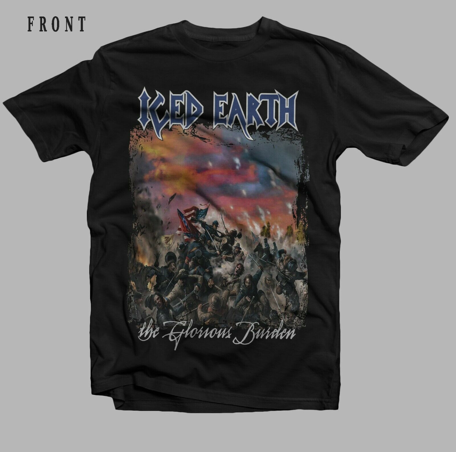 kit skovl sollys ICED EARTH - The Glorious Burden - American Heavy Metal Band T-Shirt -  SquadTee.com
